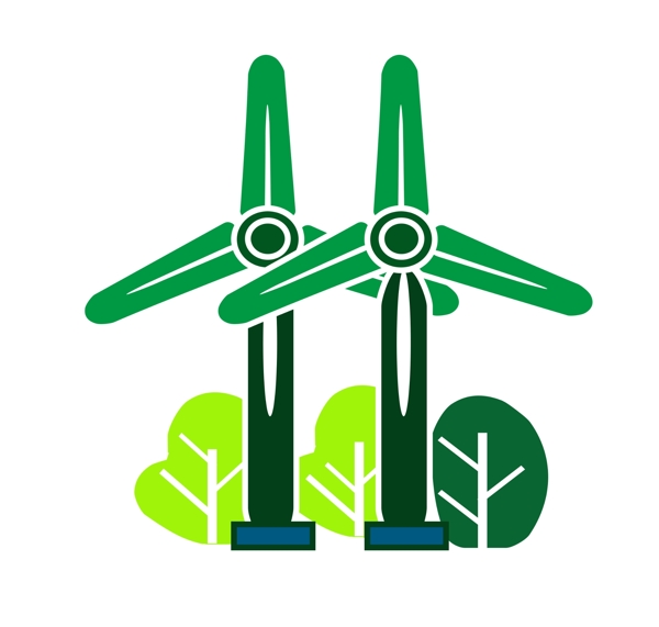 绿色的风车装饰插画