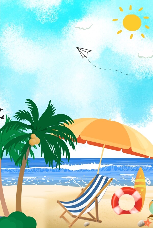 夏日沙滩旅游海报