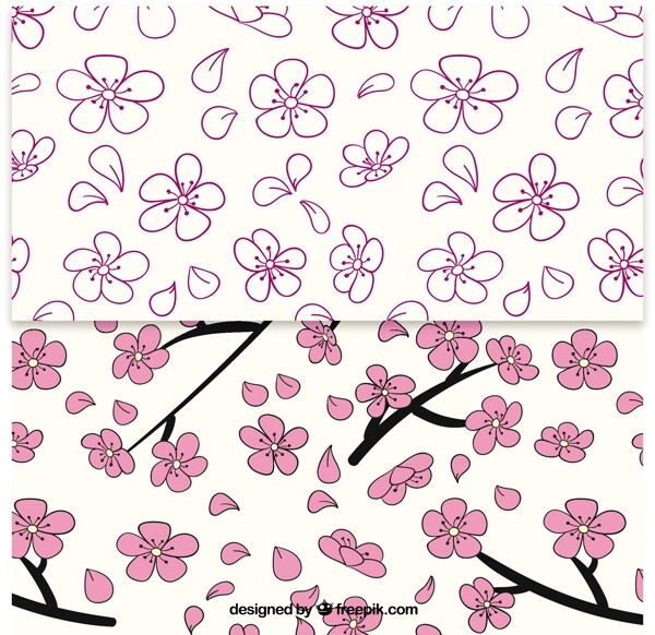 手绘樱花图案