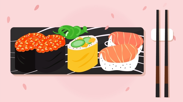原创矢量插画美食系列之寿司