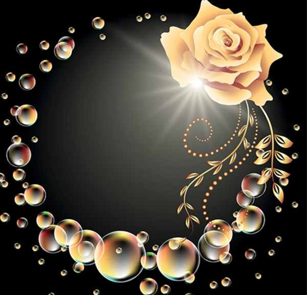 黄玫瑰梦幻气泡炫彩气泡图片