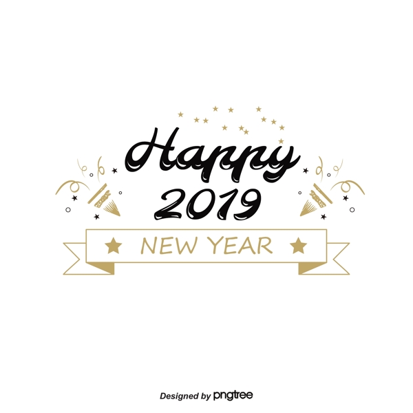 2019新年快樂手寫黑金