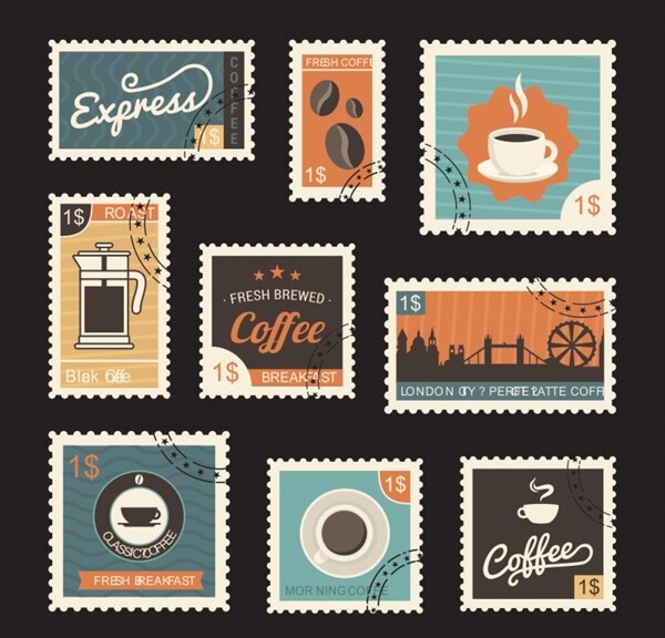 咖啡邮票邮戳