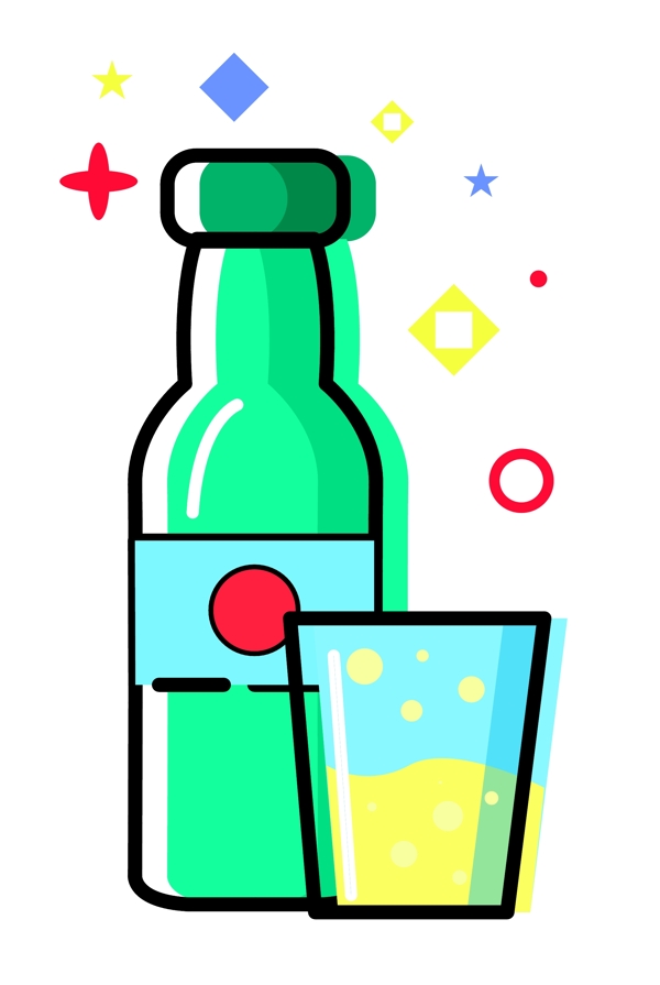 绿色杯装啤酒图案
