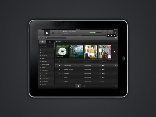 ipad音乐app界面场景中苹果样机模板