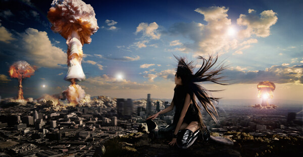 美女观赏核弹爆炸图片