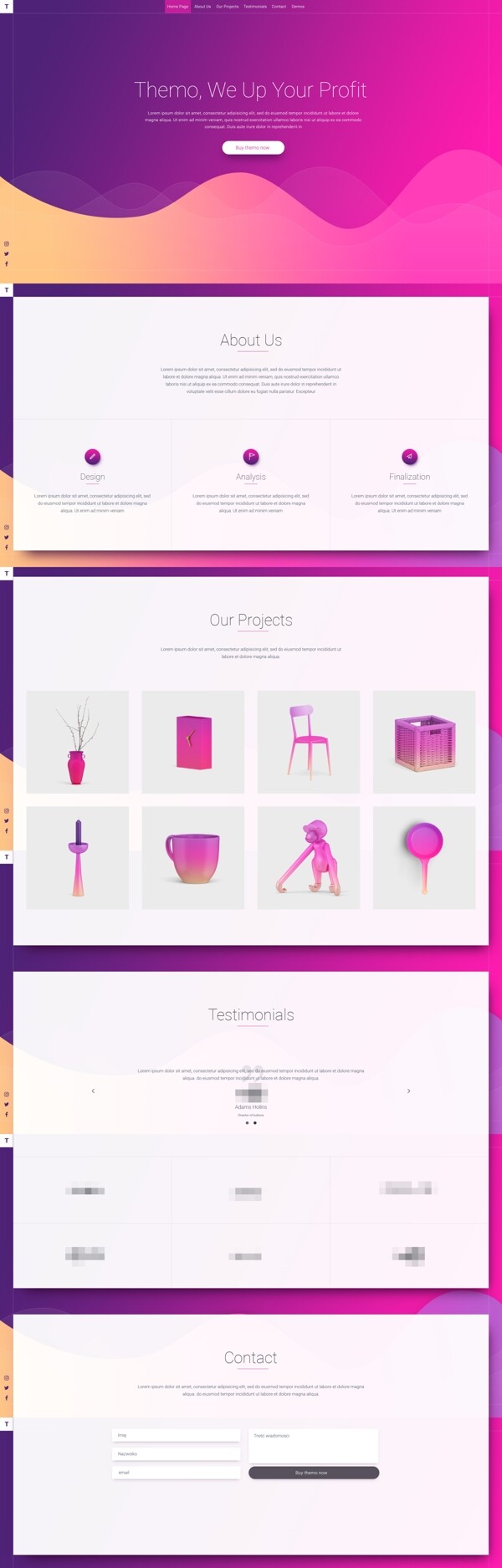 粉紫色企业家具家居网站模板设计