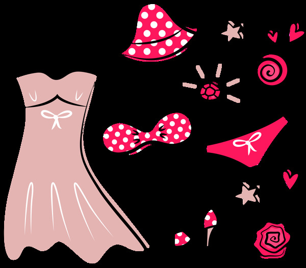 粉色夏季裙子png元素