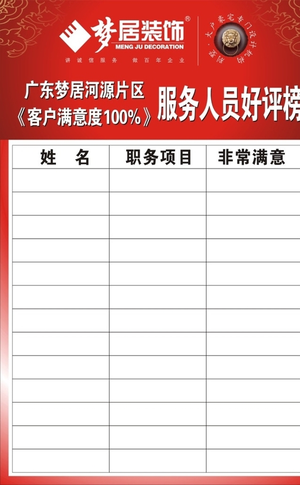 服務(wù)人員好評榜圖片