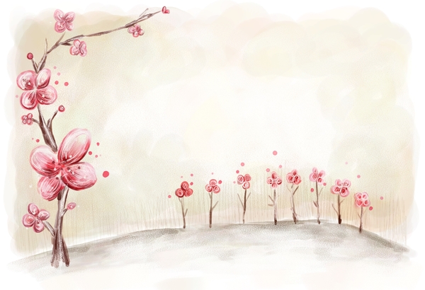 小清新粉色花瓣主題背景