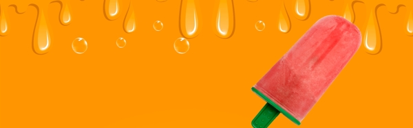 橙色冰糕西瓜卡通banner背景