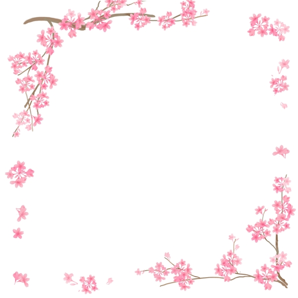粉红色樱花方形边框
