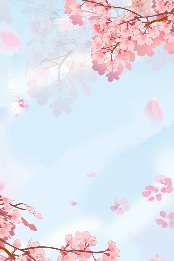 樱花节唯美天空蓝色背景