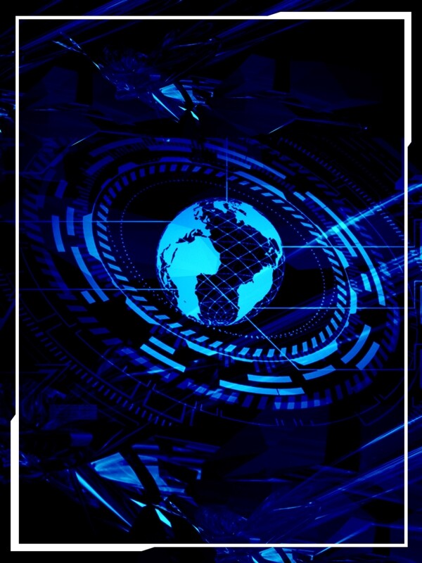 蓝色科技世界地图地球酷炫背景