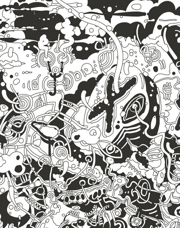 位圖色彩黑白色抽象插畫免費素材