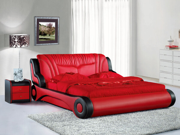 红色大床设计