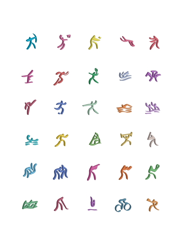 手绘抽象2.5D奥运运动可商用