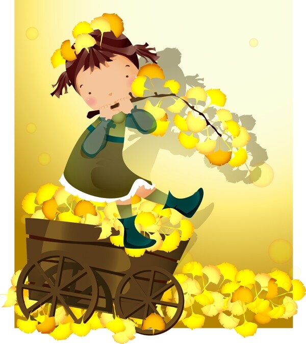 黄色的叶子主题韩国iclickart可爱的G四季