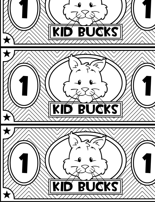 孩子的钱动物为主题的可打印的游戏币