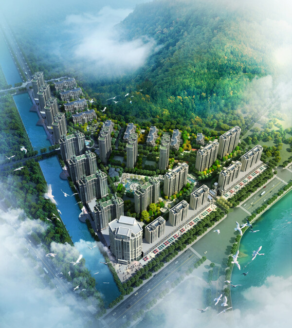 建筑整體鳥瞰圖圖片