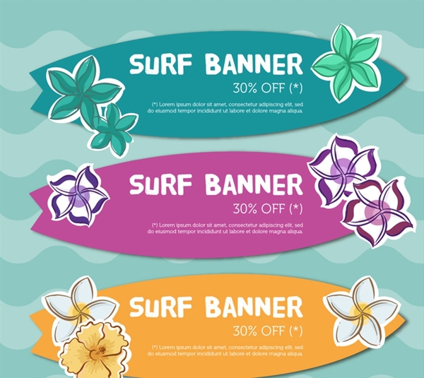 3款彩繪沖浪板折扣banner