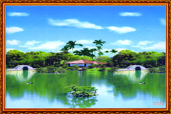 自然风景湖水桥背景墙画