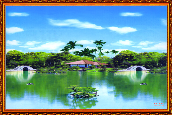 自然風(fēng)景湖水橋背景墻畫(huà)