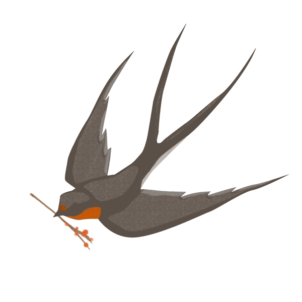 新年黑色的燕子插画