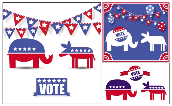 美国选举日标志矢量图形集
