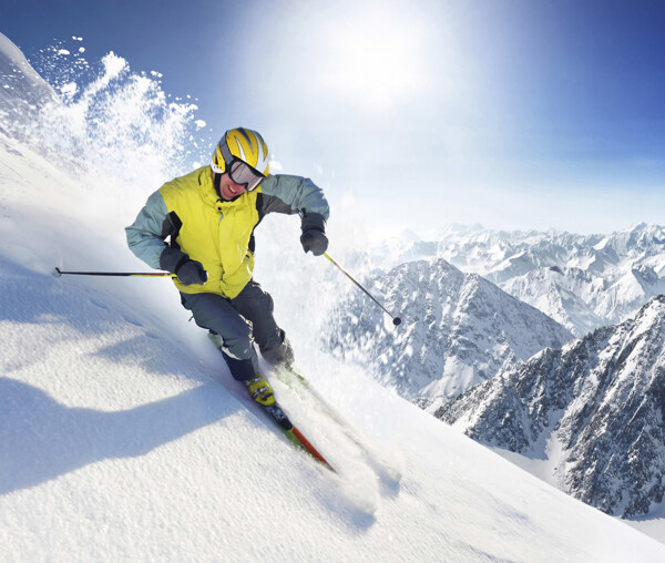 雪山滑雪人物滑雪板户外极限运动