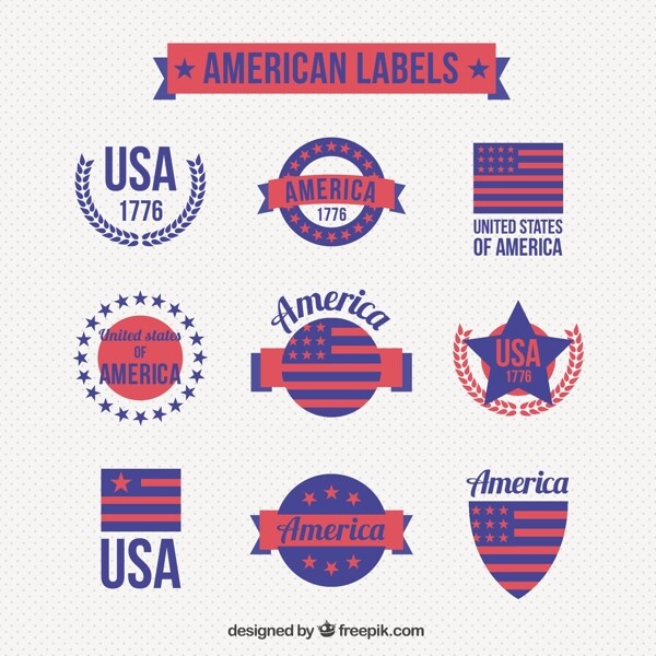 美国标签的集合