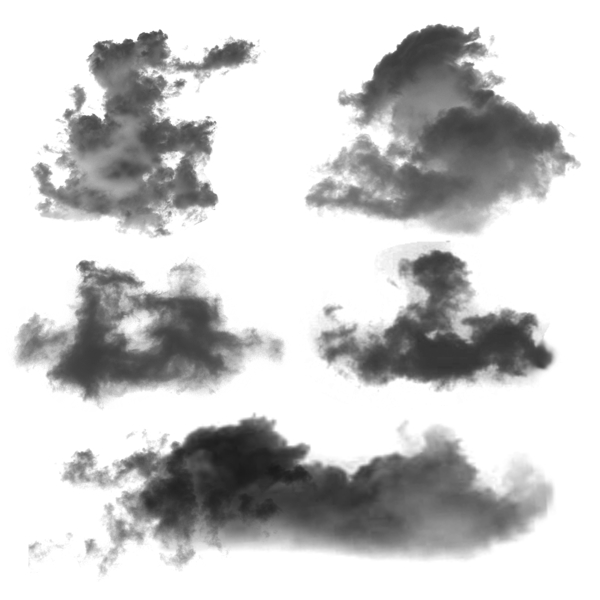 黑白水墨乌云云彩渐变混合分层透明免扣素材