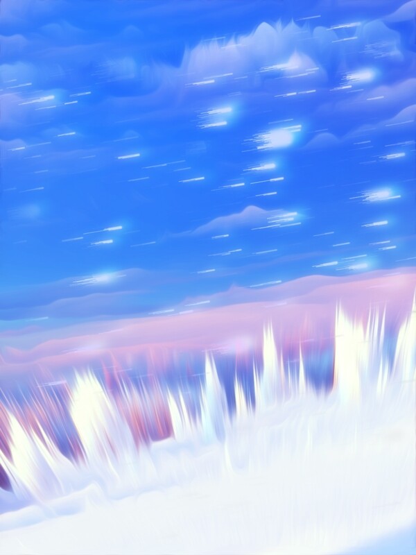 原创梦幻星空3d蓝色天空白色雪地背景