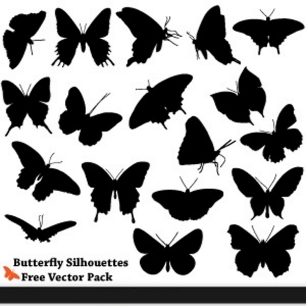 自由的蝴蝶剪影矢量包图案