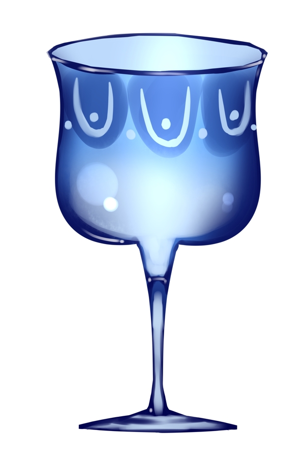 精美的蓝色玻璃酒杯