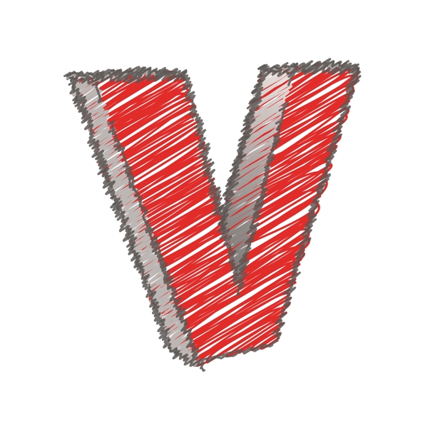 涂鴉V字母矢量