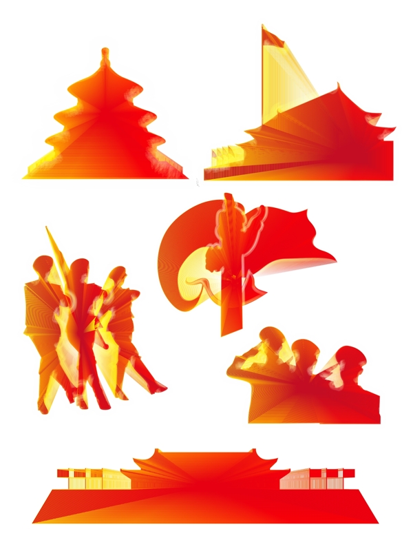 八一建军节中国红剪影原创设计元素