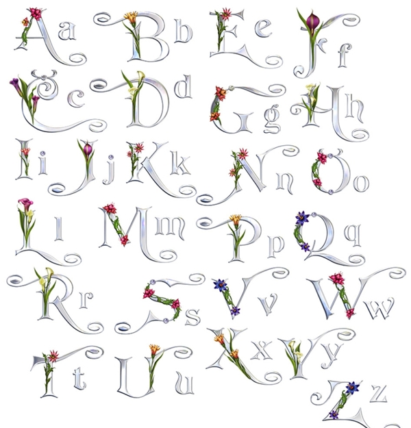 花卉英文字母图片