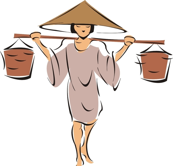 中國(guó)風(fēng)挑水