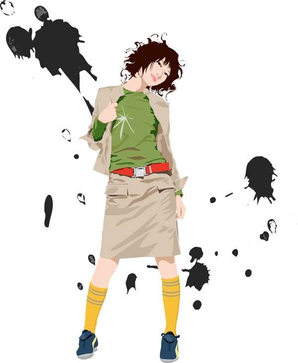 插畫時尚美女百態(tài)美女