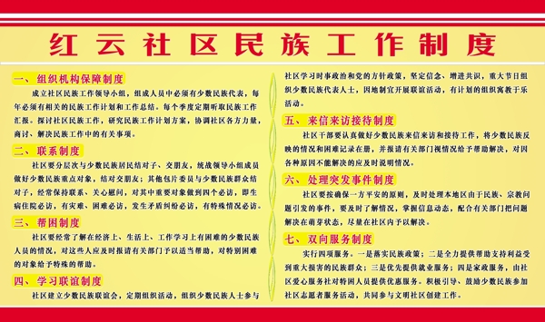 红云社区民族工作制度图片