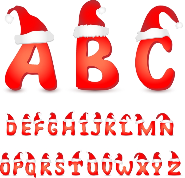 紅色的圣誕帽字母的字體