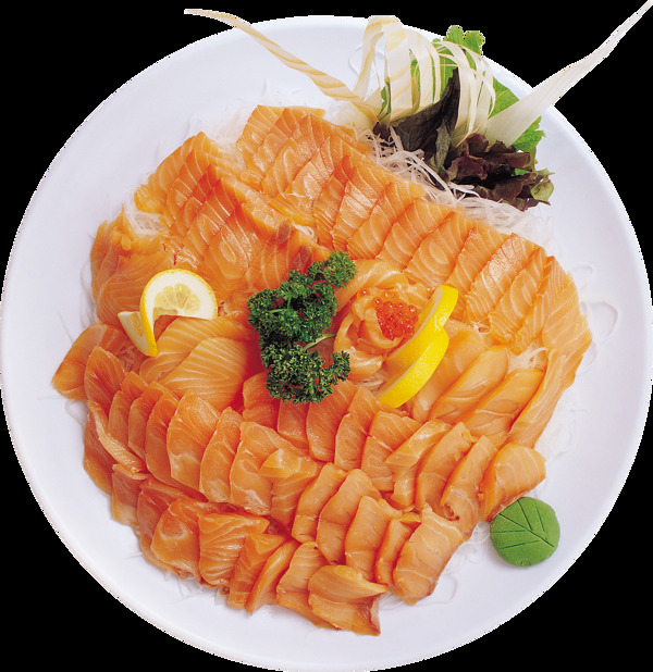 清新简约三文鱼料理美食产品实物
