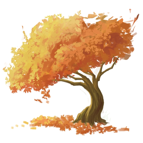 手绘秋天的大树素材