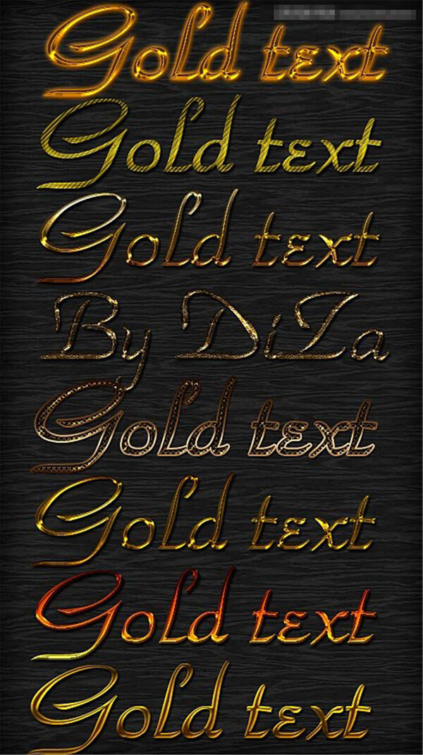黄金质感的金属艺术字样式