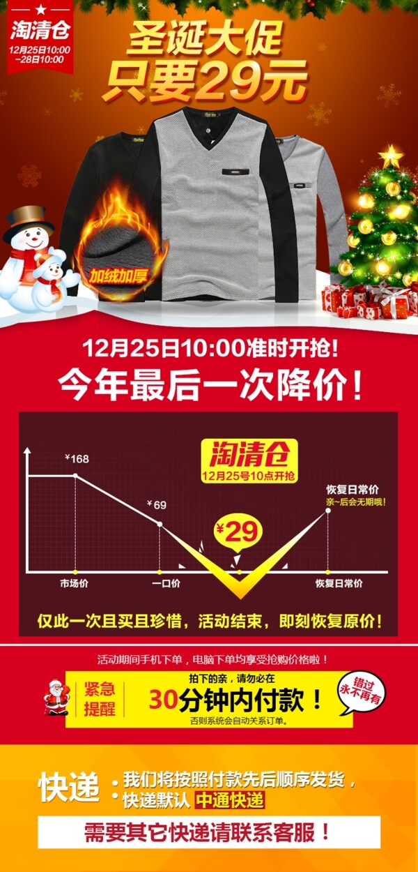 圣誕淘寶淘搶購詳情頁促銷PSD模版