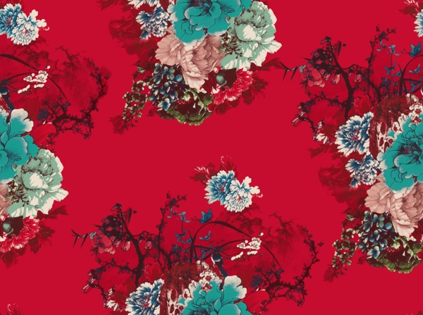 紅色國(guó)畫(huà)花