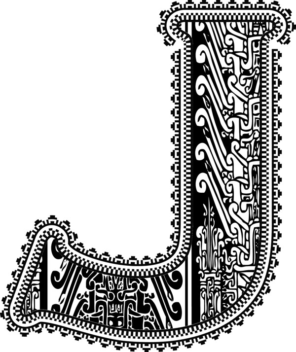 古字母J矢量插畫