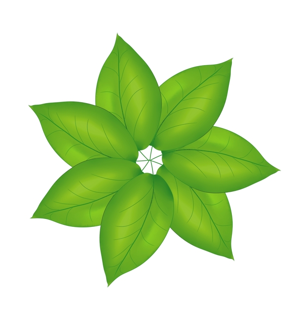 绿色花瓣形叶子插画