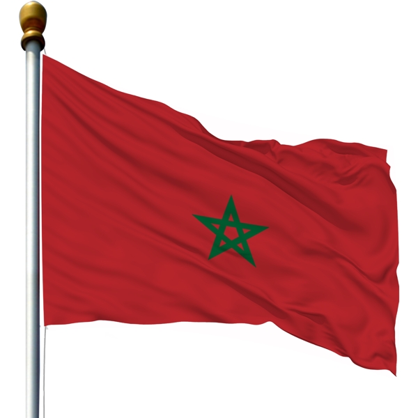 带旗杆的摩洛哥国旗